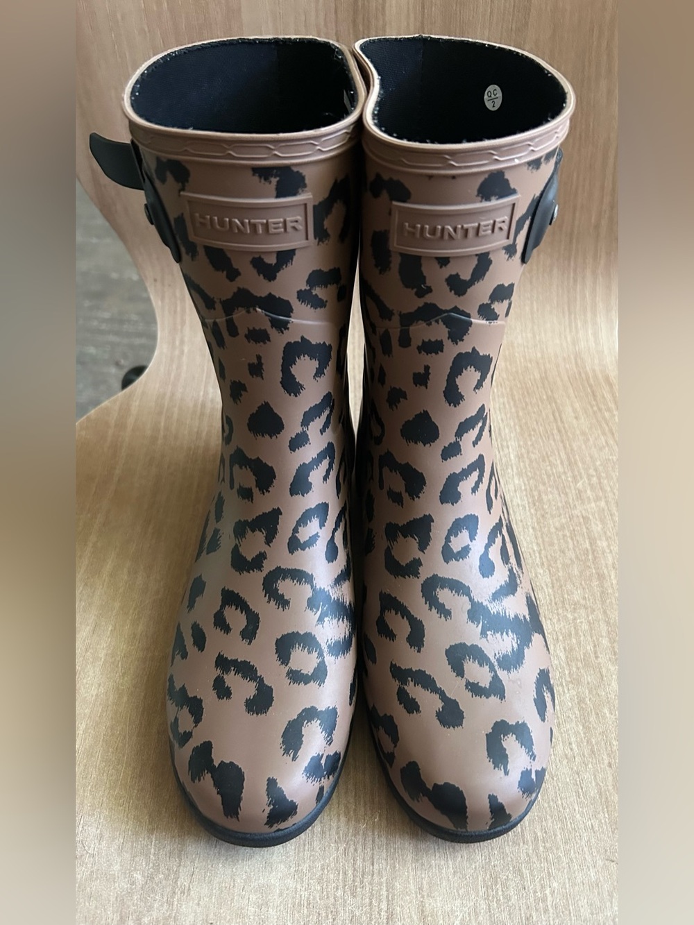Hunter Brown Leopard Print Mid-Calf Rain Boots